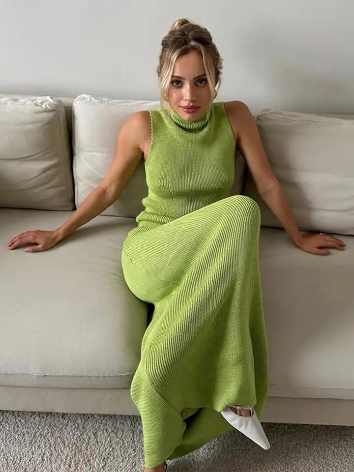 Seri Luxe Soft Knit Coord Set In Green
