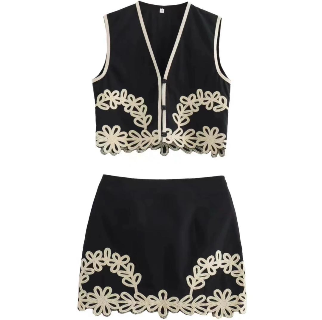 Nimo Embroidered Summer Coord In Black