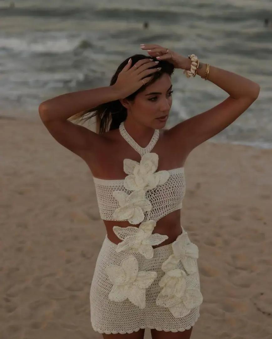 Lia Summer Lily Coord Set Resortwear In White