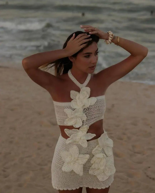 Lia Summer Lily Coord Set Resortwear In White