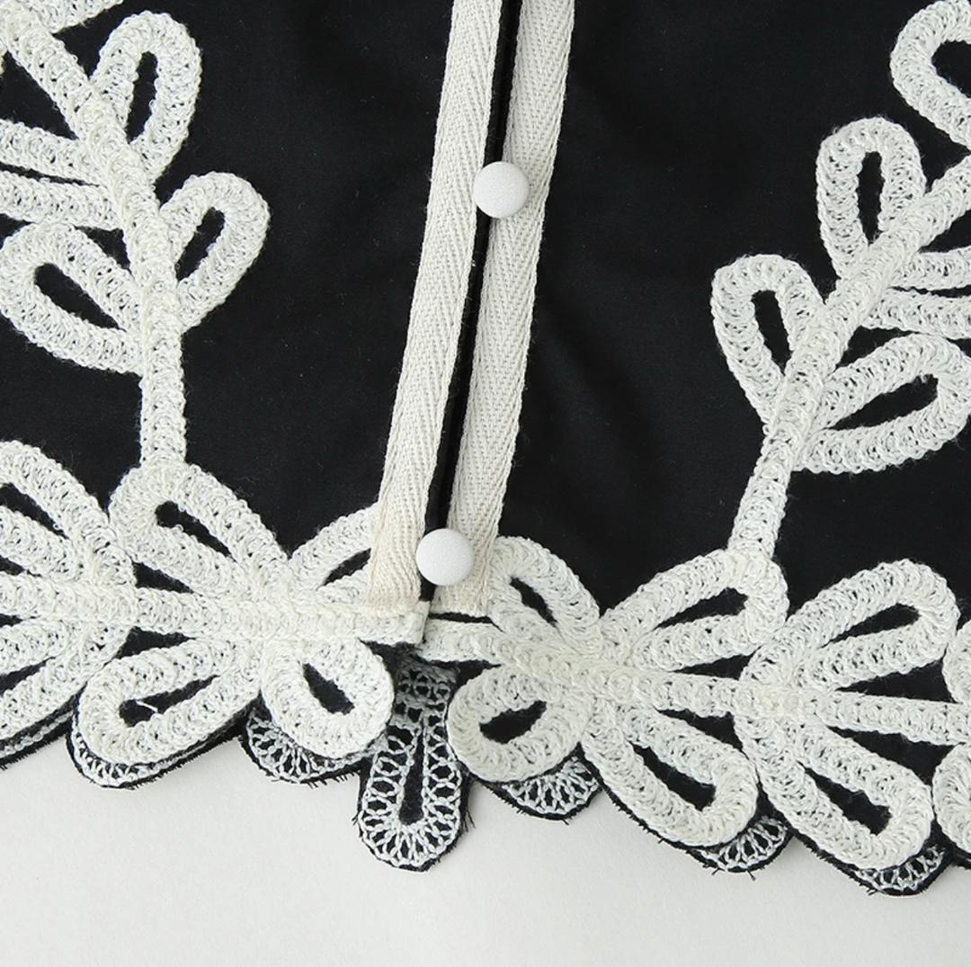 Aloisia Embroidered Summer Coord In Black