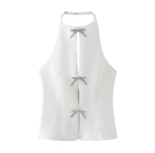 Fresta Halterneck Summer Top In White