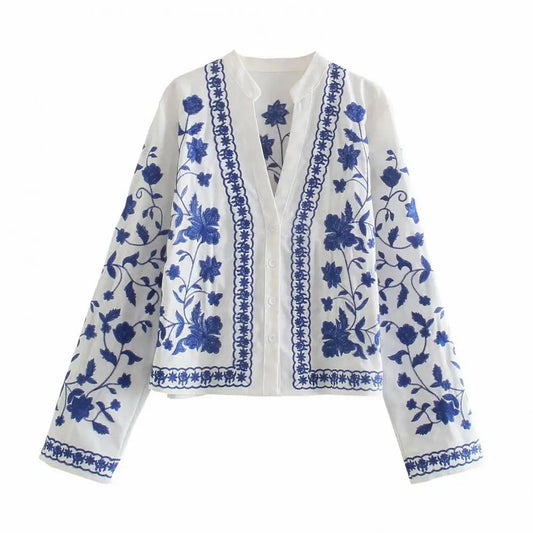 Marlin Embroidered Summer Top In White