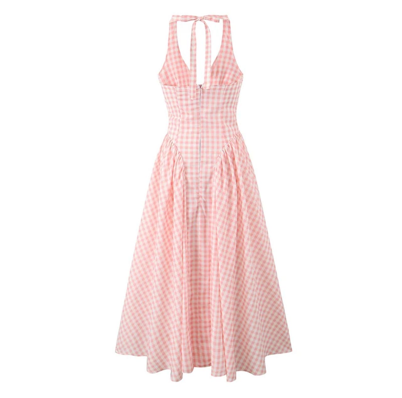 Shireen Drop Waist Midi Dress In Pink
