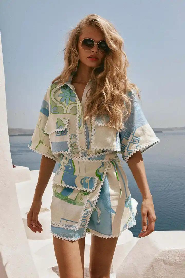 Trixie Printed Summer Coord In Blue