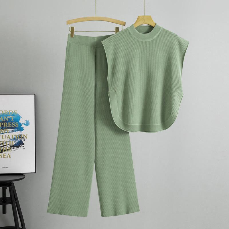 Addison Ribbed Coord Set In Sage Green