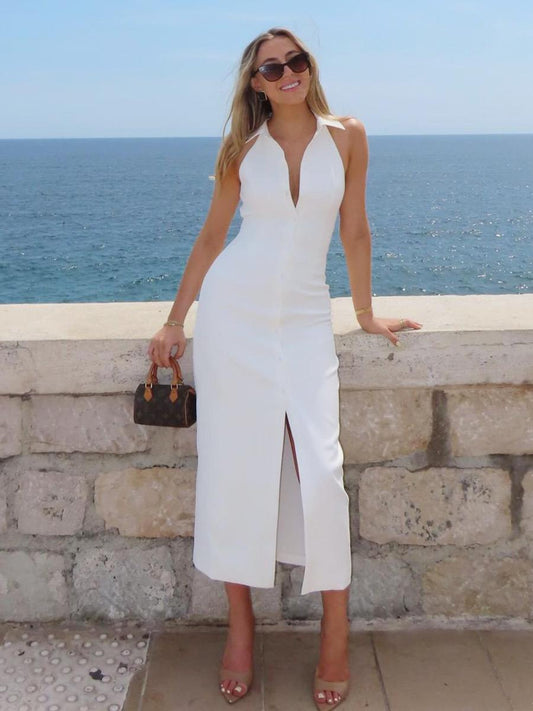 Semi Statement Summer Dress In White