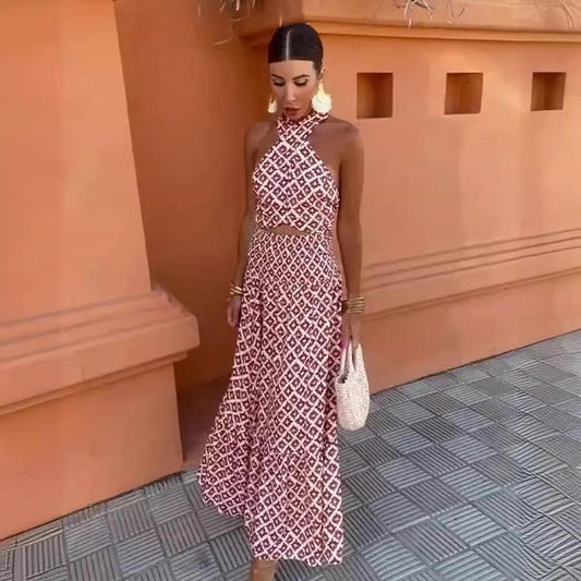 Bellara Printed Summer Coord Set In Rust