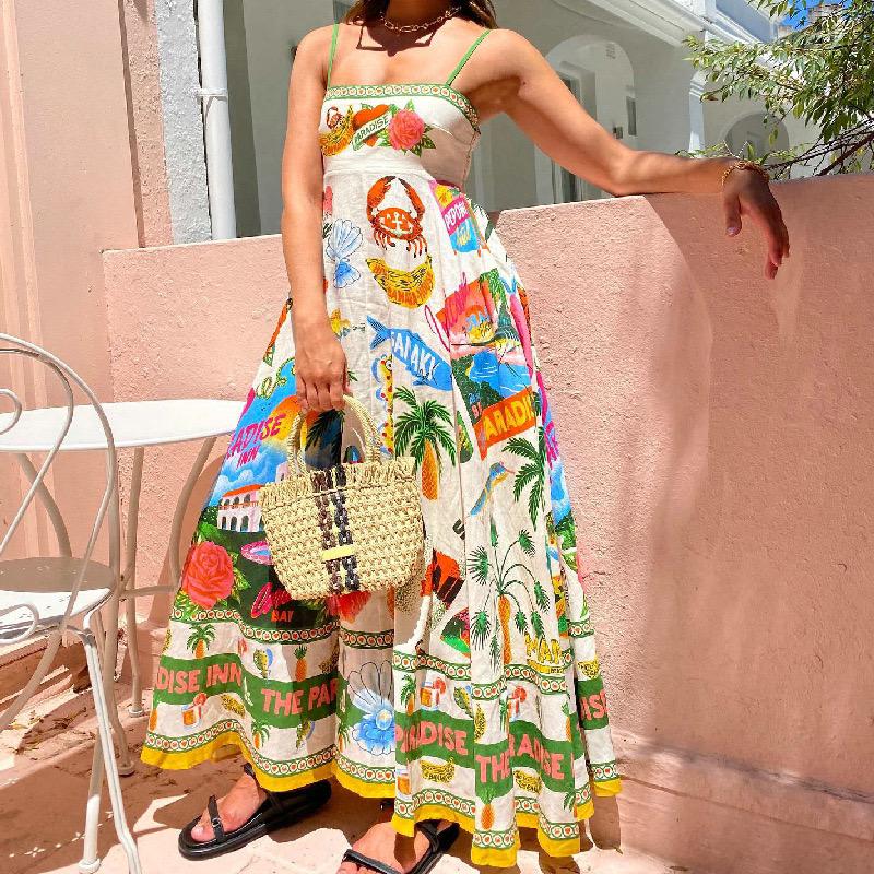 Paradise Printed Summer Dress In Multicolor