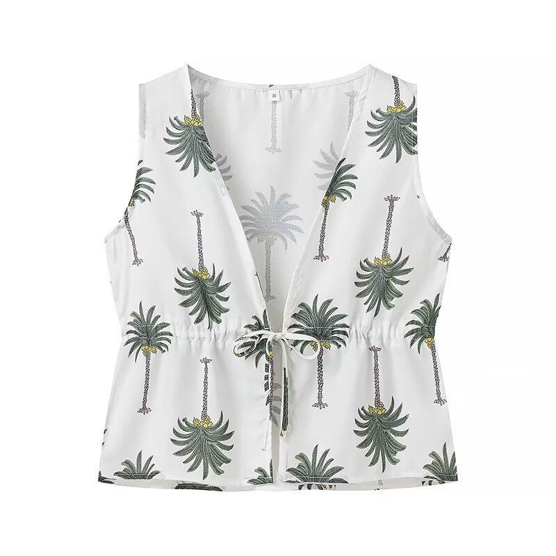 Palm Statement Summer Coord Set In White