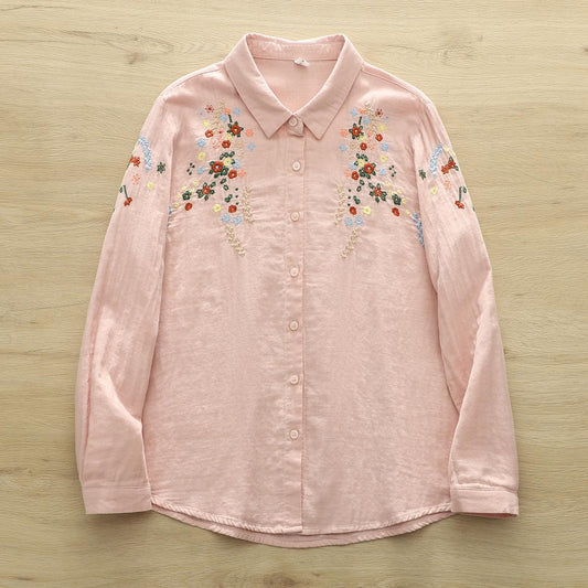 Faina Statement Cotton Shirt In Pink