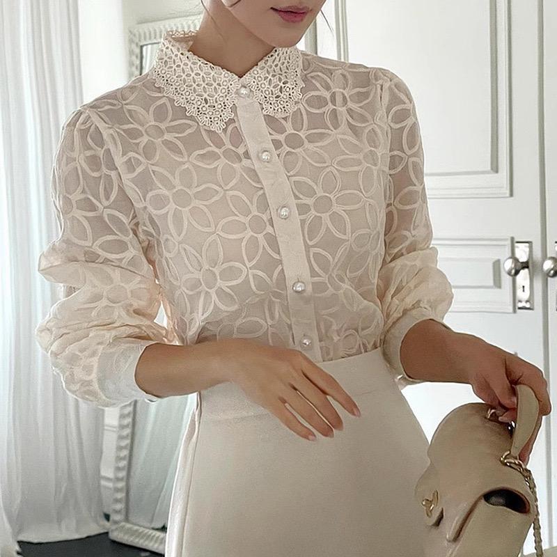 Irina Embroidered Formal Shirt In Off-White