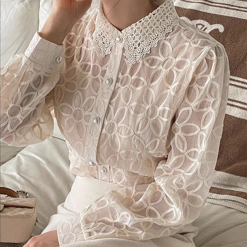 Irina Embroidered Formal Shirt In Off-White