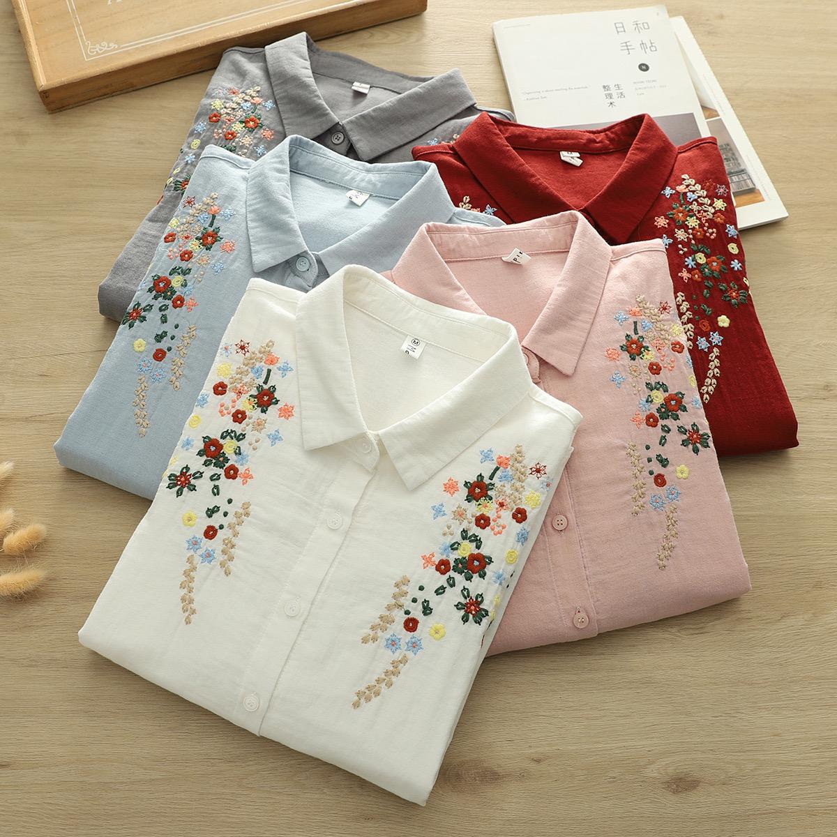Faina Statement Cotton Shirt In Sky Blue
