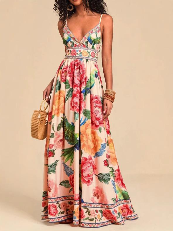 Anemone Floral Summer Holiday Dress In Multicolor