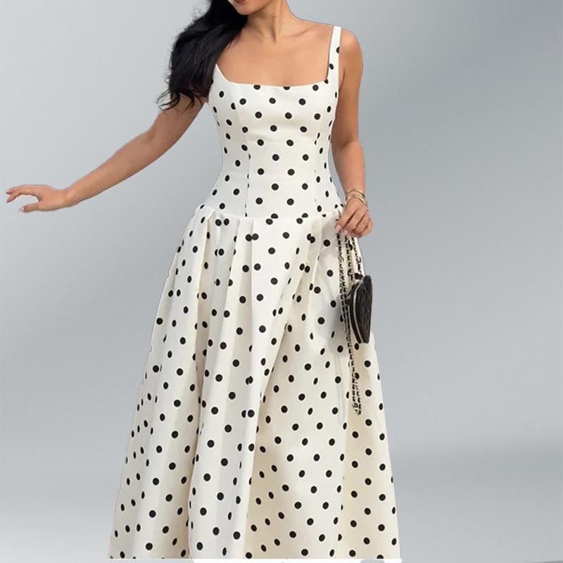 Neiman Polka Summer Holiday Maxi Dress In Off-White