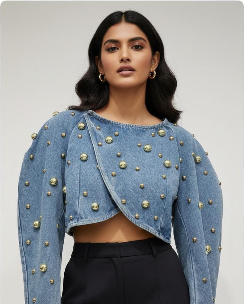 Yasmin Embellished Denim Blouse