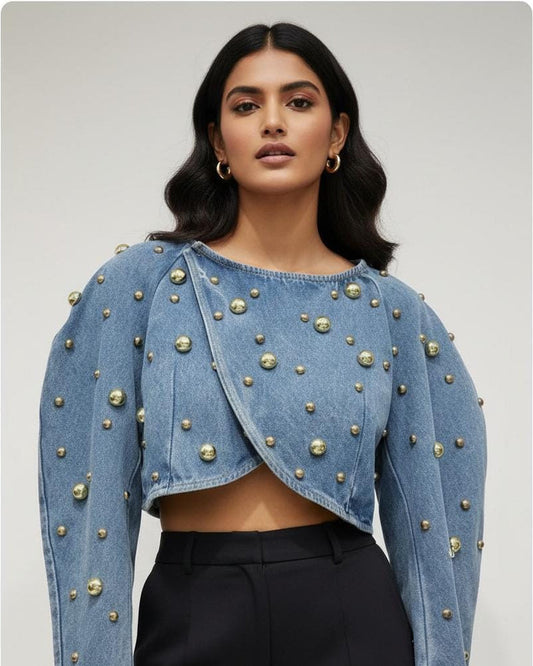 Yasmin Embellished Denim Blouse