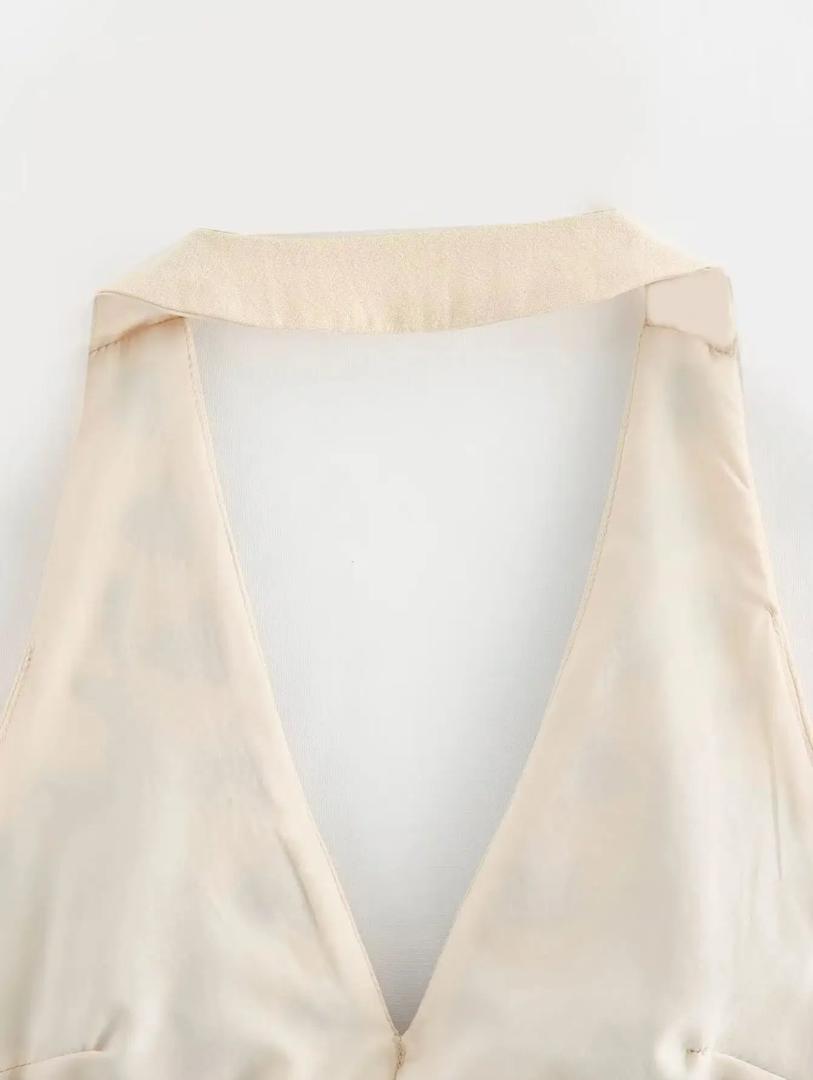Maiko Halterneck Summer Top In Beige