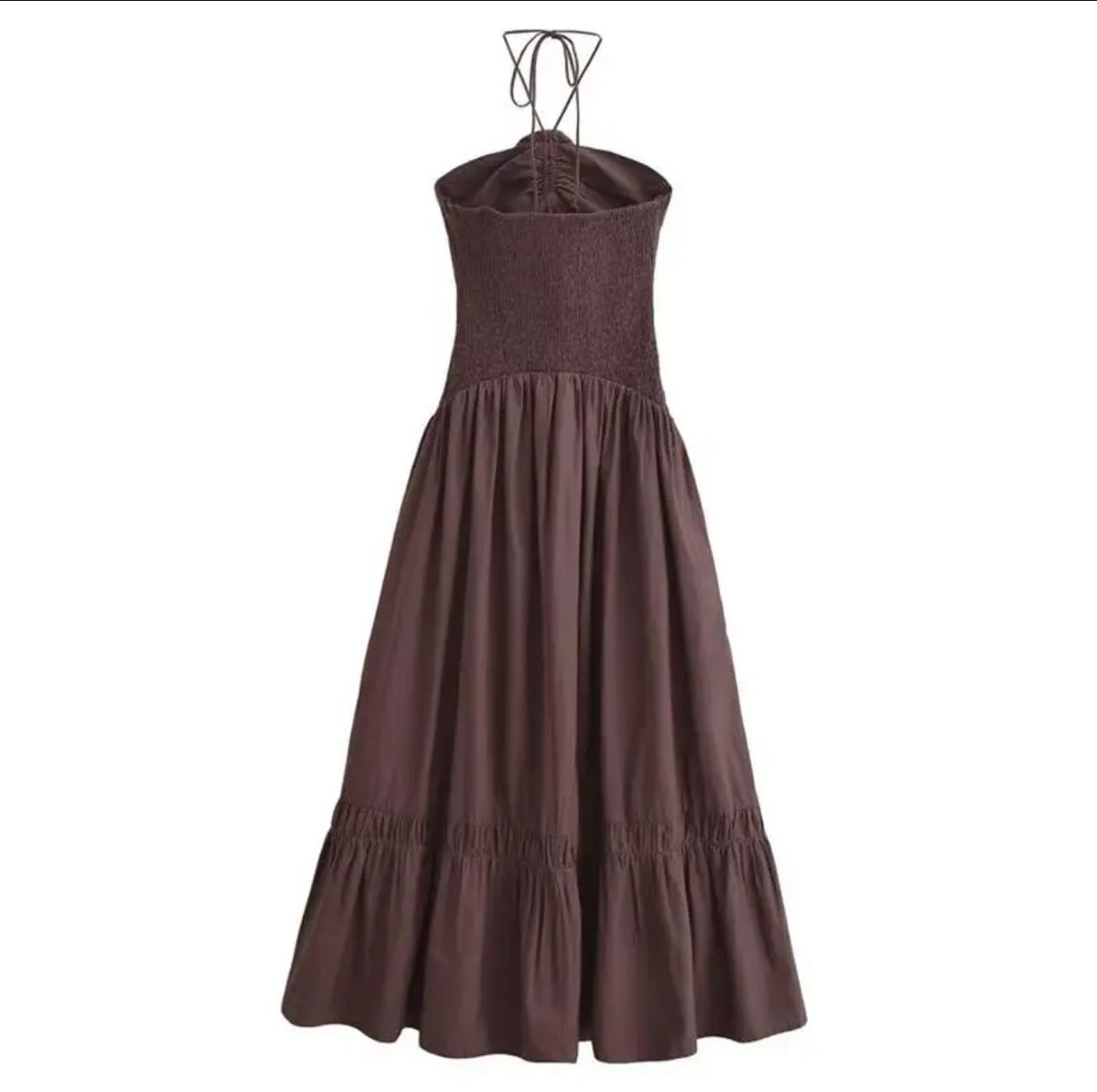 Delma Rosette Holiday Maxi Dress In Brown