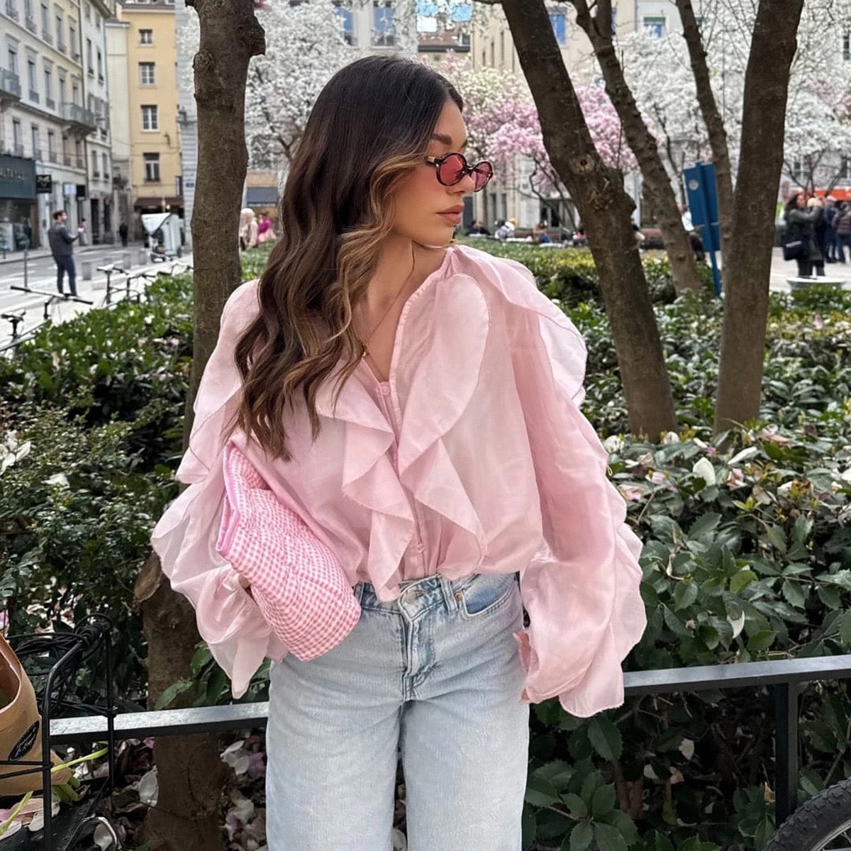 Saga Ruffled Top In Pink