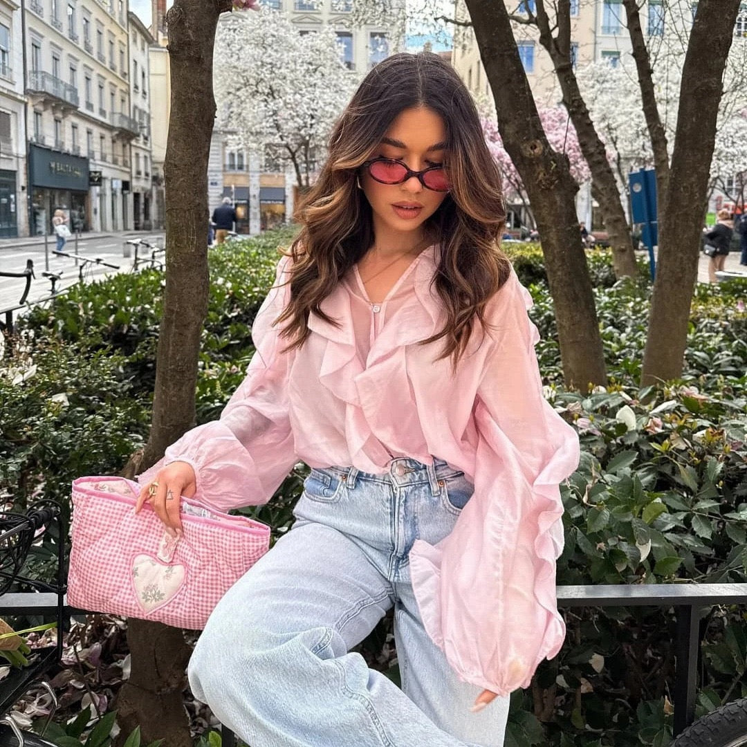 Saga Ruffled Top In Pink