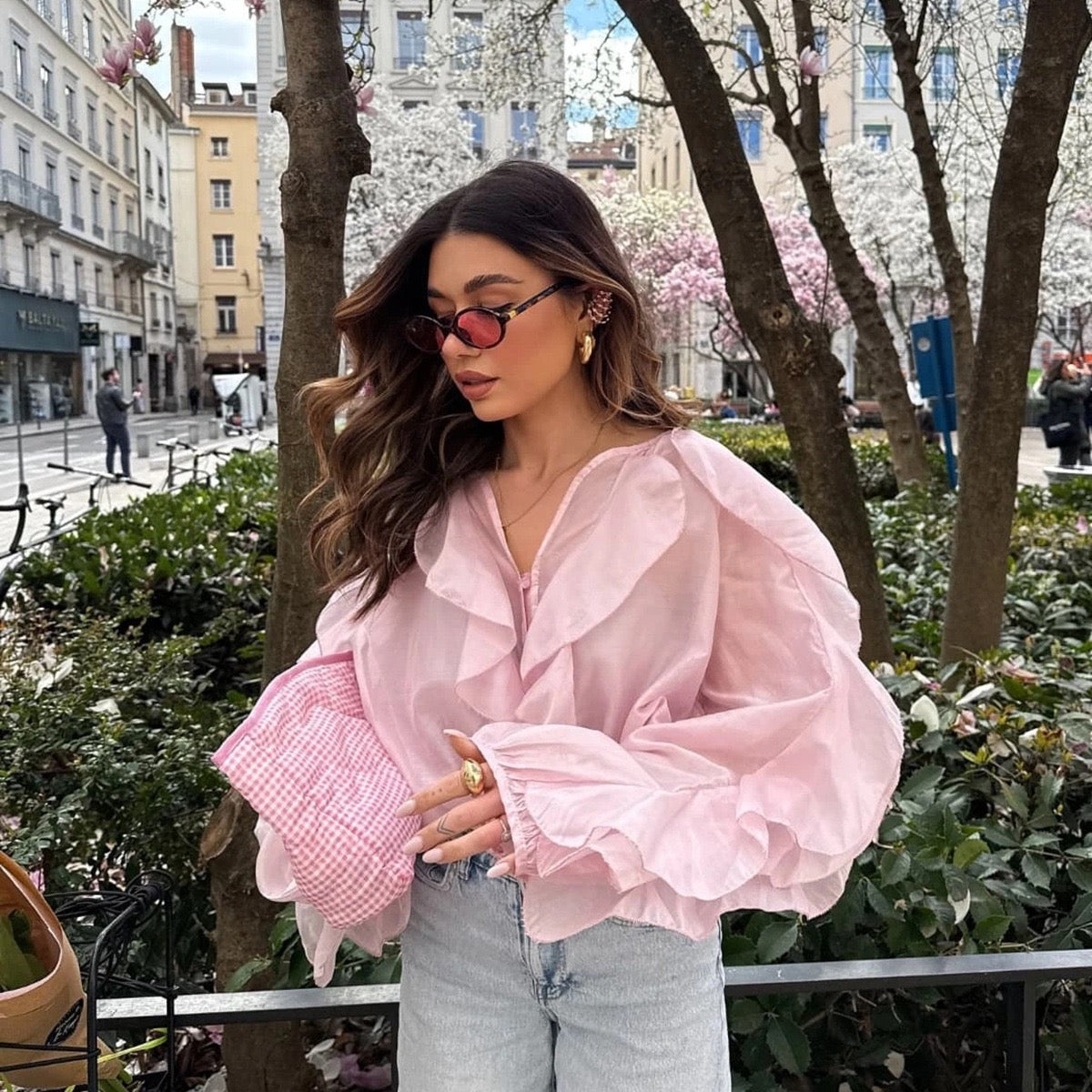 Saga Ruffled Top In Pink