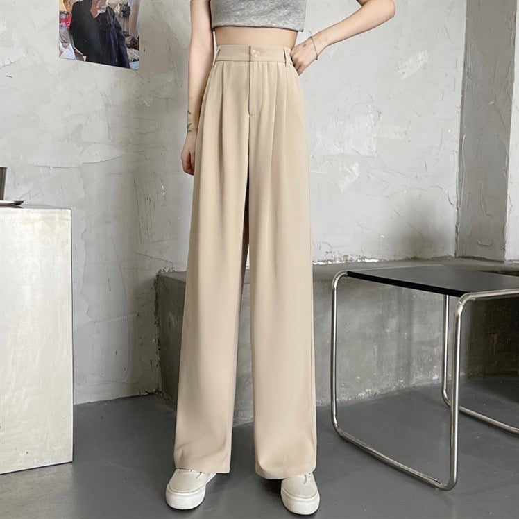 Riley Wide Leg High Waist Pants In Beige