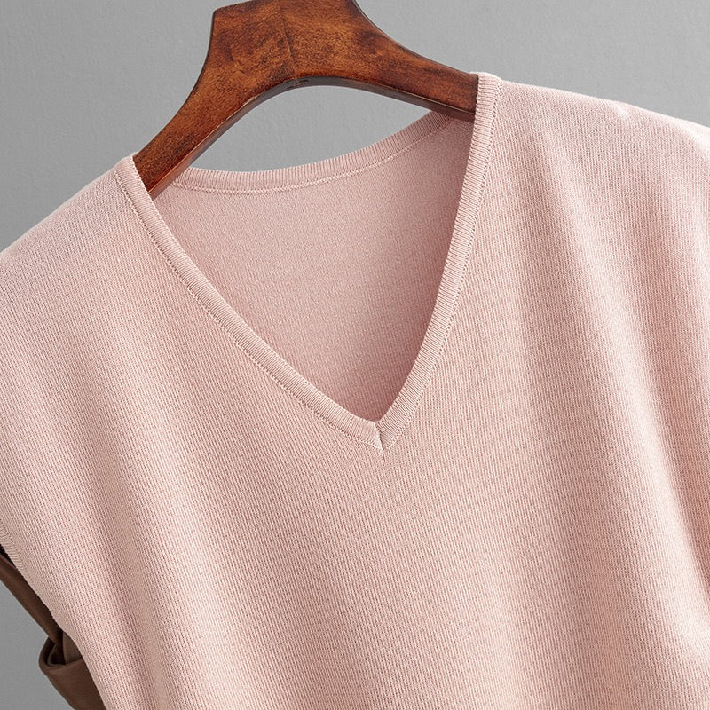 Norie Knit Summer Top In Peach