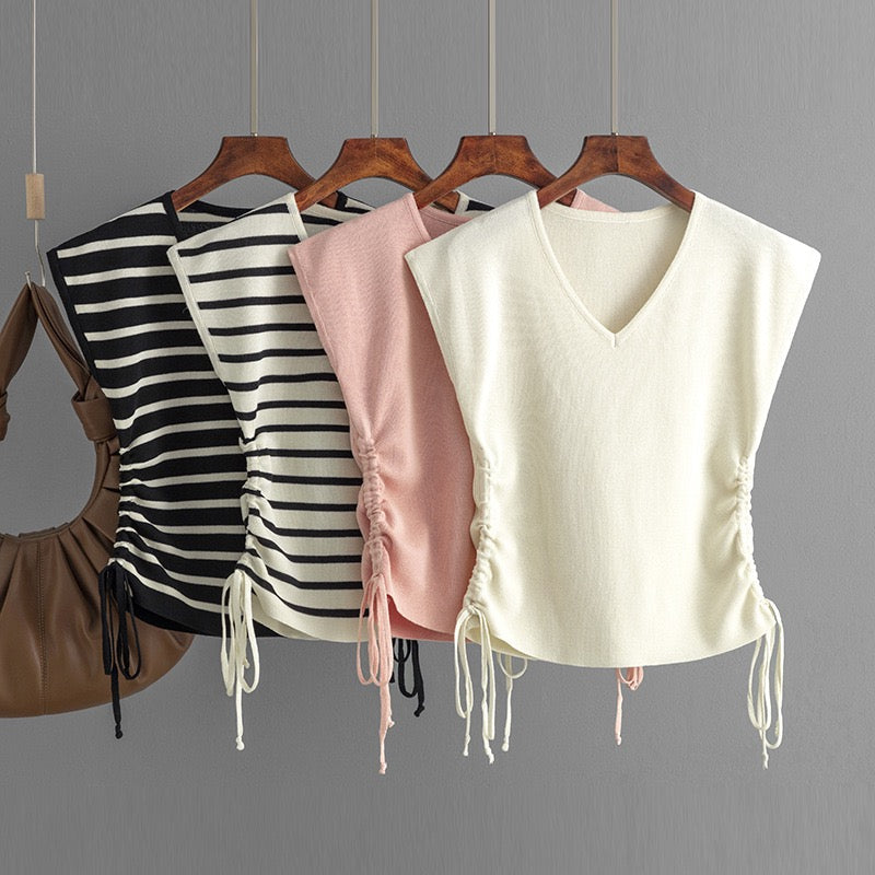 Norie Knit Summer Top In Peach