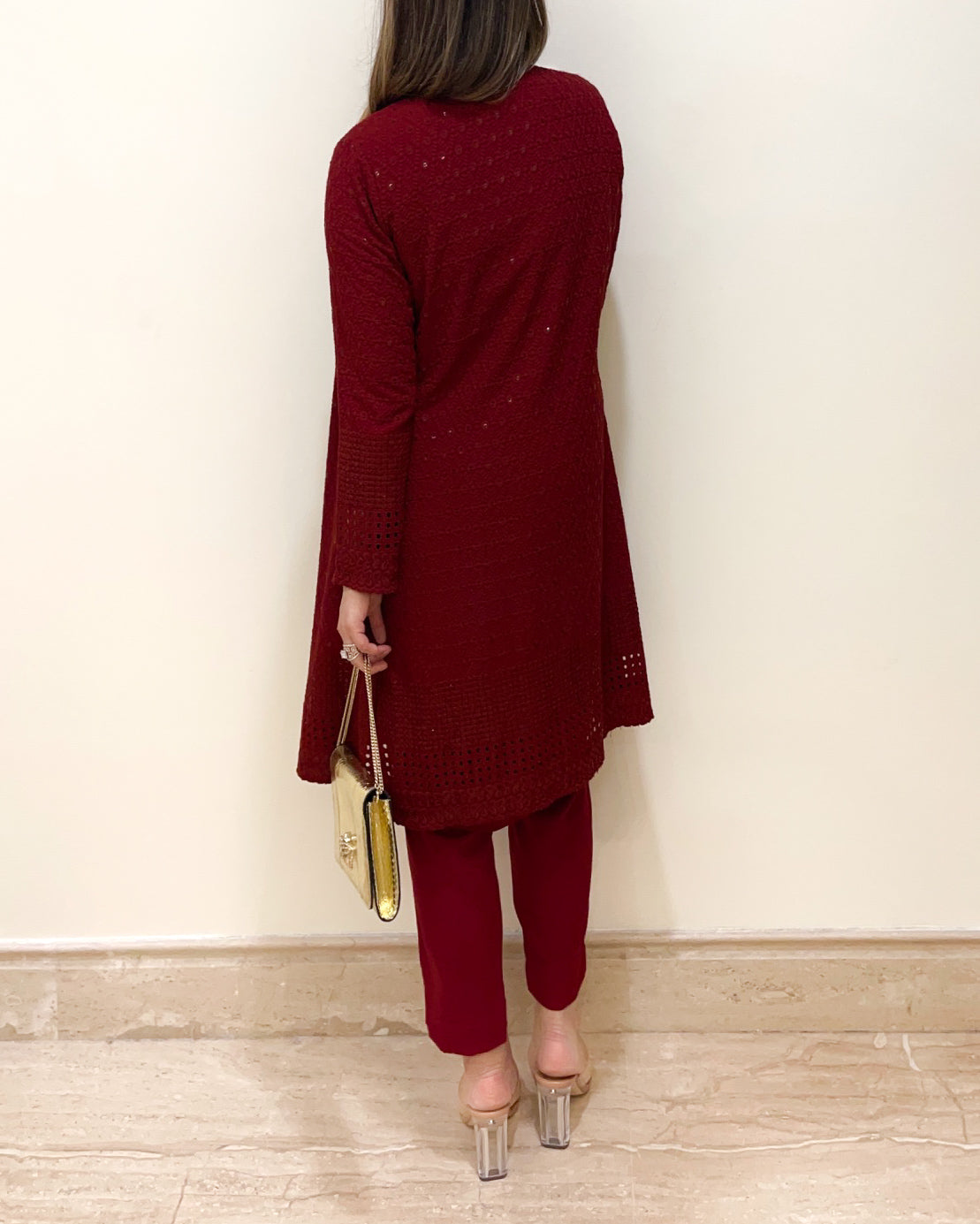 Mahroon Dhoti Set