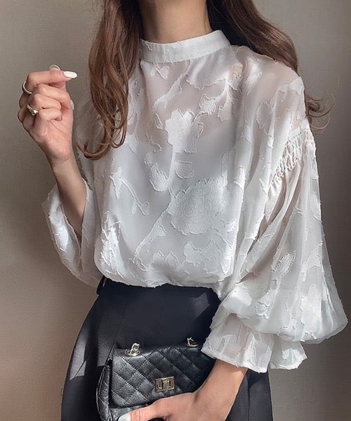 Natala Puffed Sleeve Formal Shirt In White