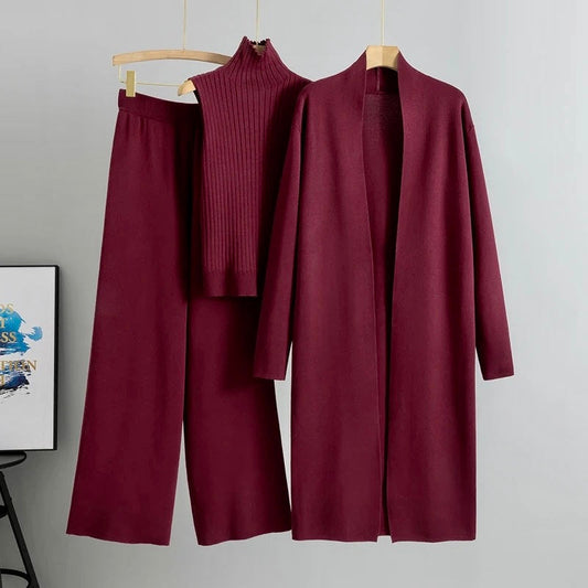 Aubrey Luxe Winter Coord Set with Cape In Maroon