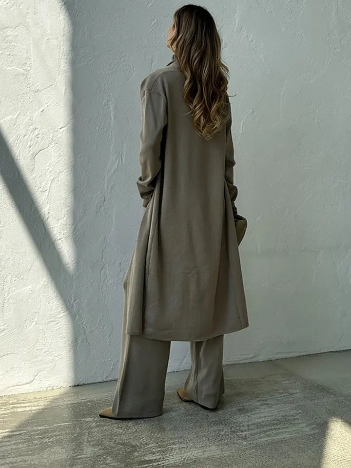 Aubrey Luxe Winter Coord Set with Cape In Grey