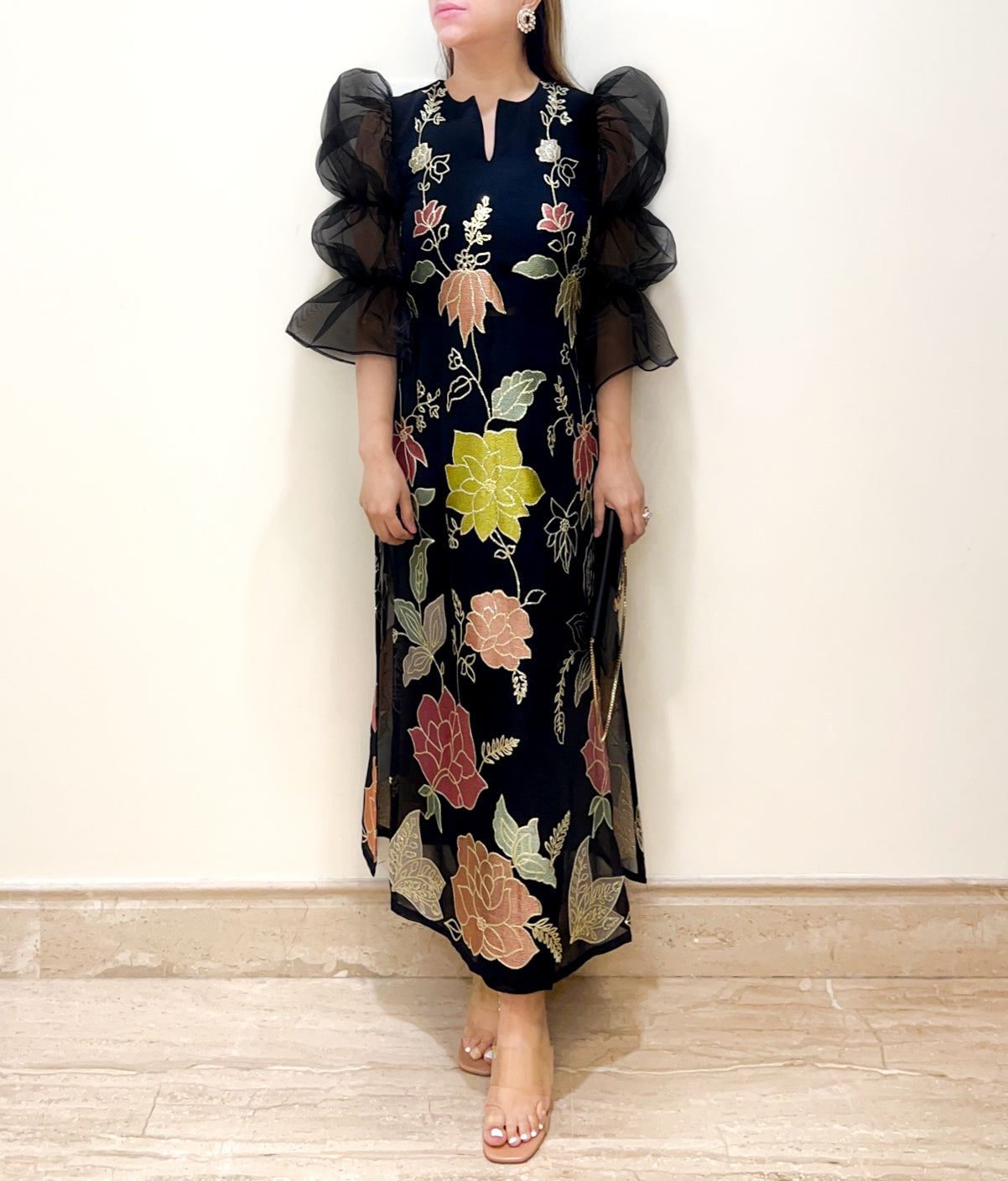 Black Embroidered Tunic With Pants