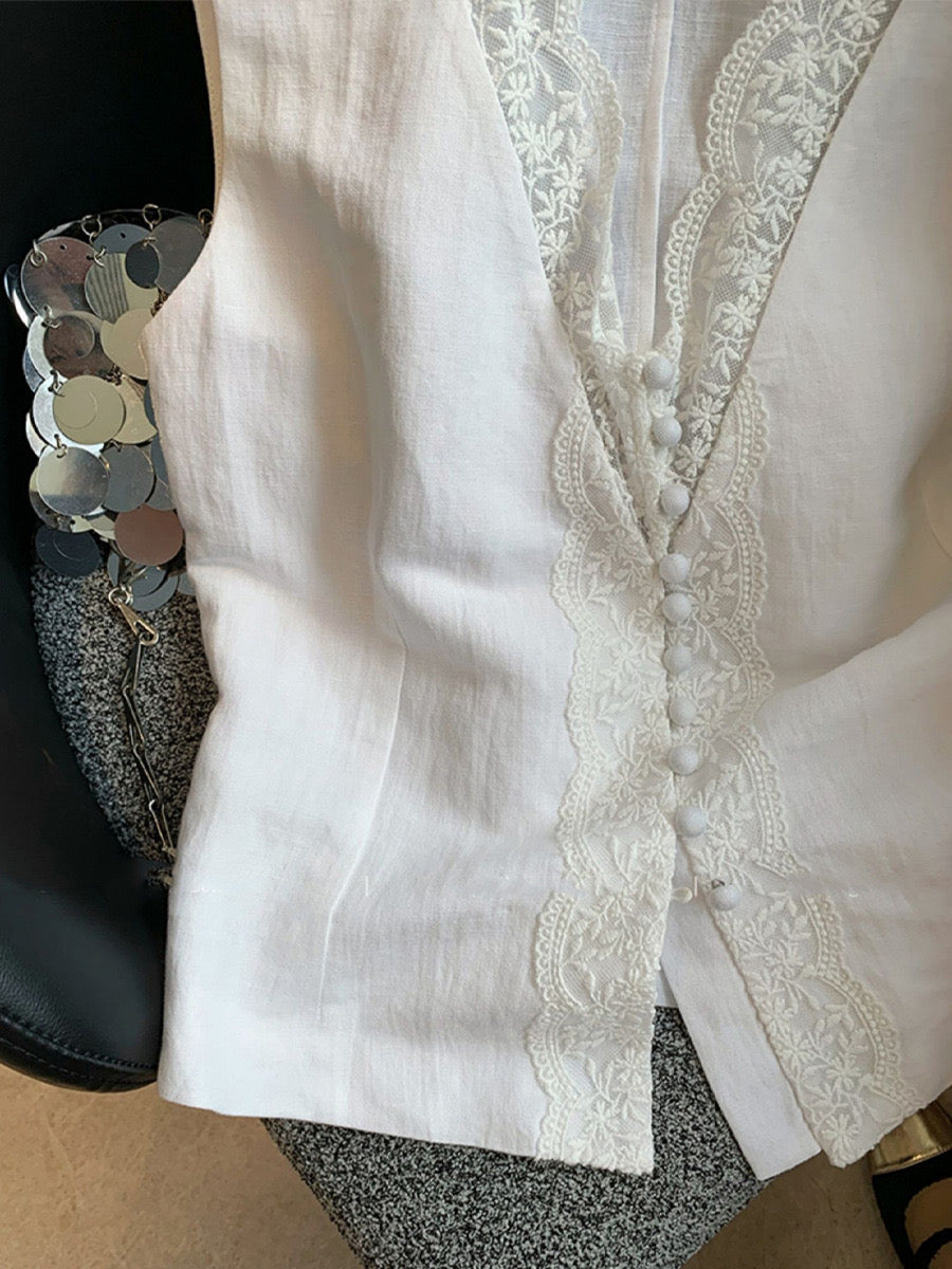 Rayna Solid Vest Summer Top In White
