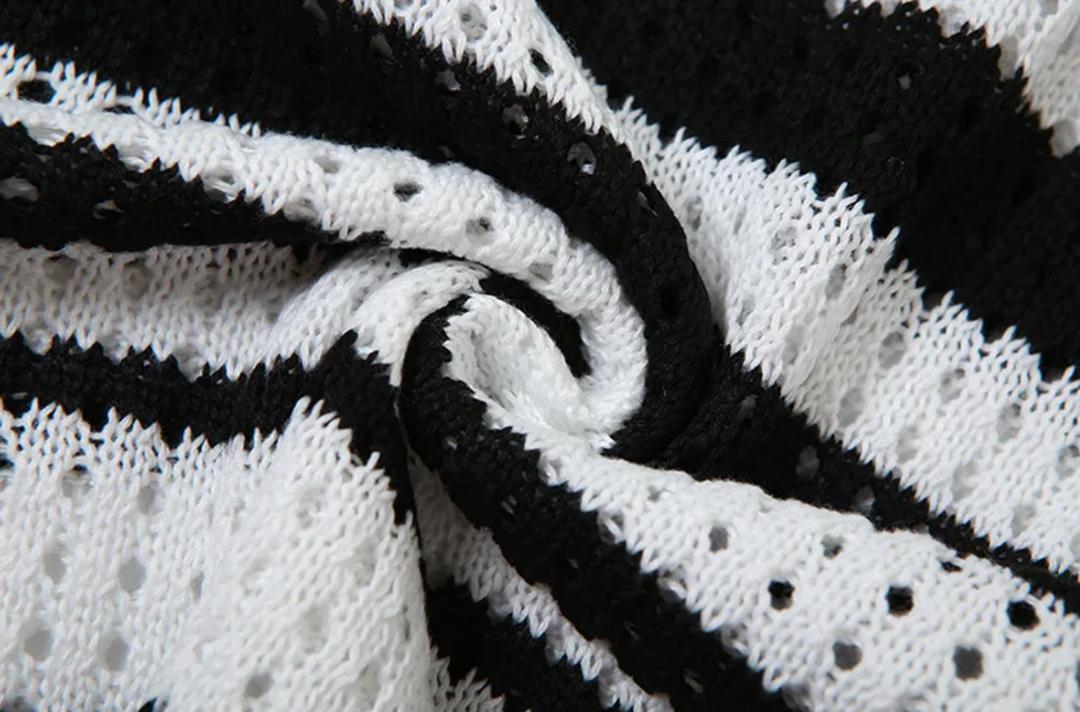 Raven Striped Crochet Dress In Black