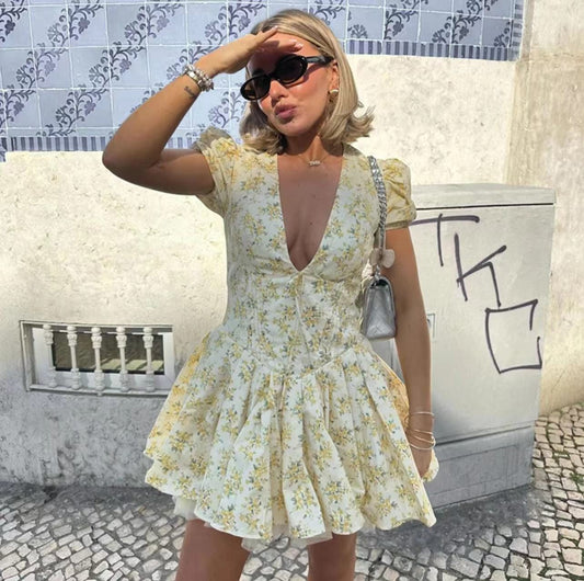 Vironica Floral Summer Dress In Yellow