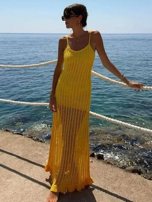 Cove soft knit dress In Mustard