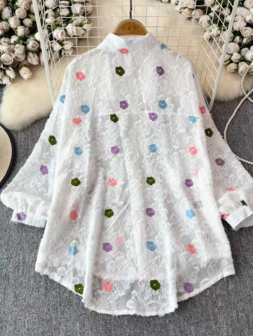 Derry Rhinestone Oversized Shirt In White
