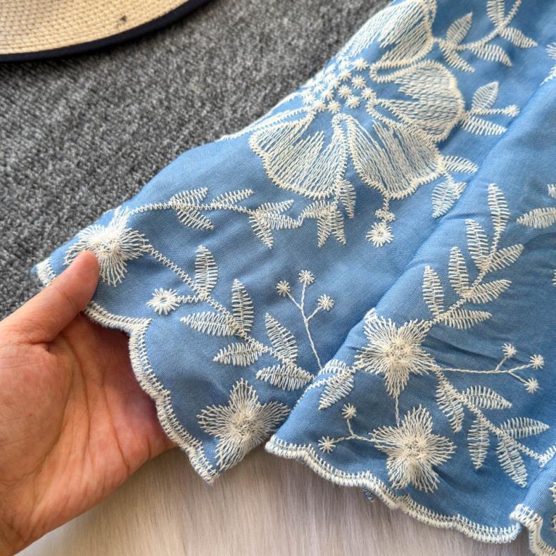 Siya Premium Embroidered Cotton Shirts In Blue