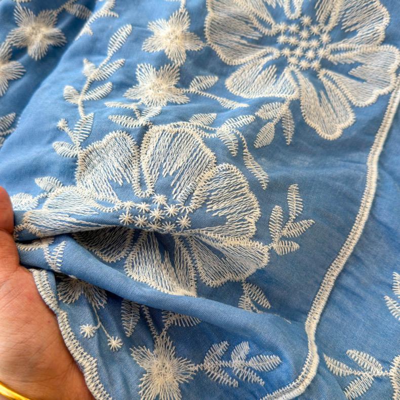 Siya Premium Embroidered Cotton Shirts In Blue