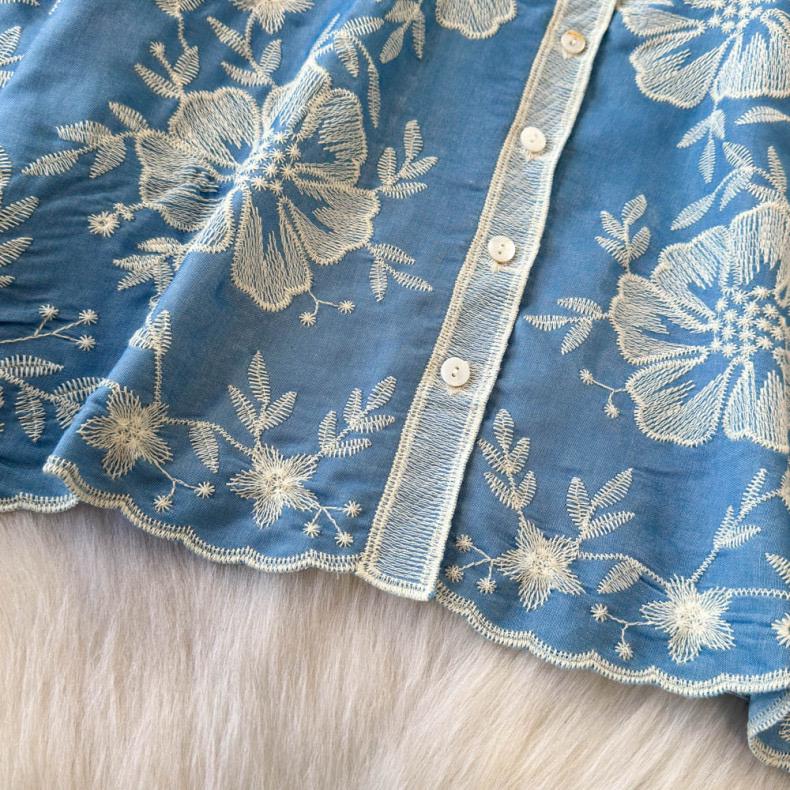 Siya Premium Embroidered Cotton Shirts In Blue