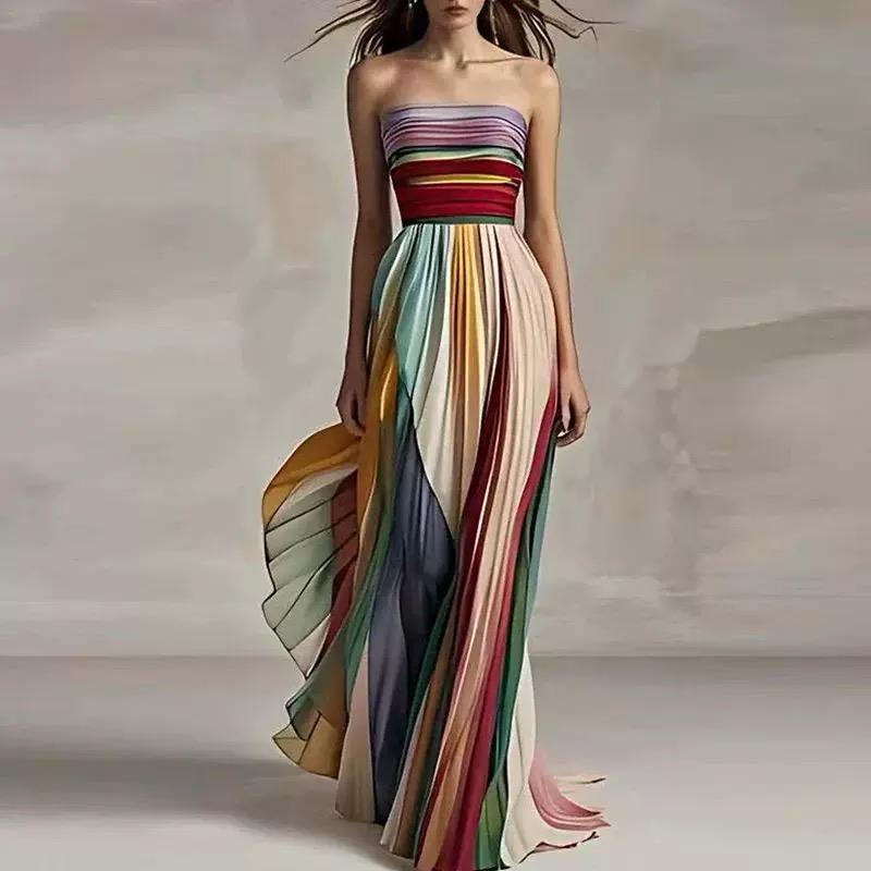 Mulberry Offshoulder Pleated Maxi Dress In Multicolor