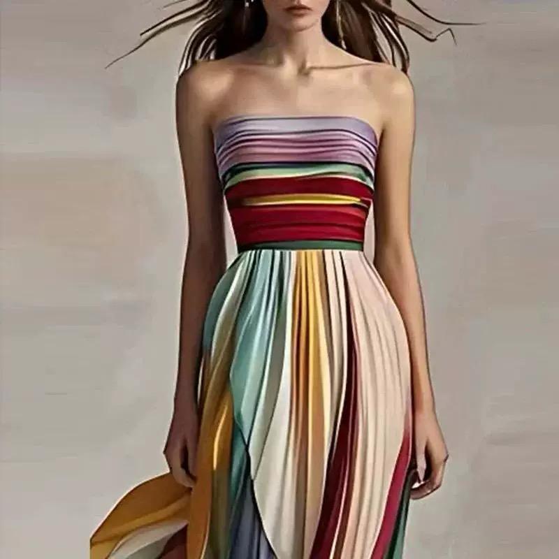 Mulberry Offshoulder Pleated Maxi Dress In Multicolor