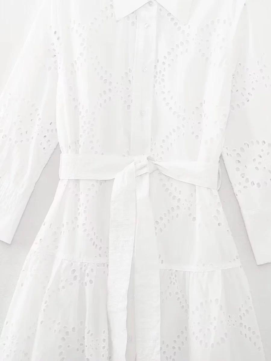 Filly Cotton Eyelet Summer Midi Dress In White