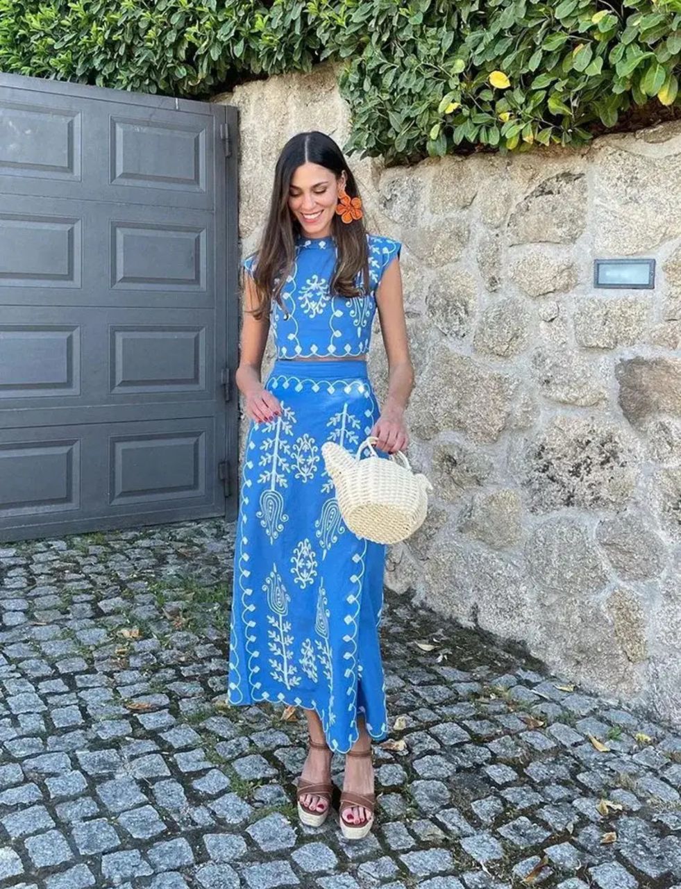 Louella Summer Set of Top and Skirt In Blue