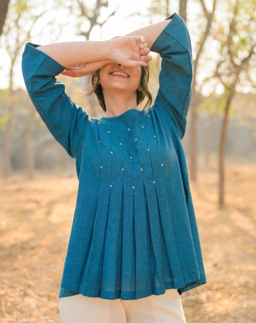 Jade Blue Smock Top