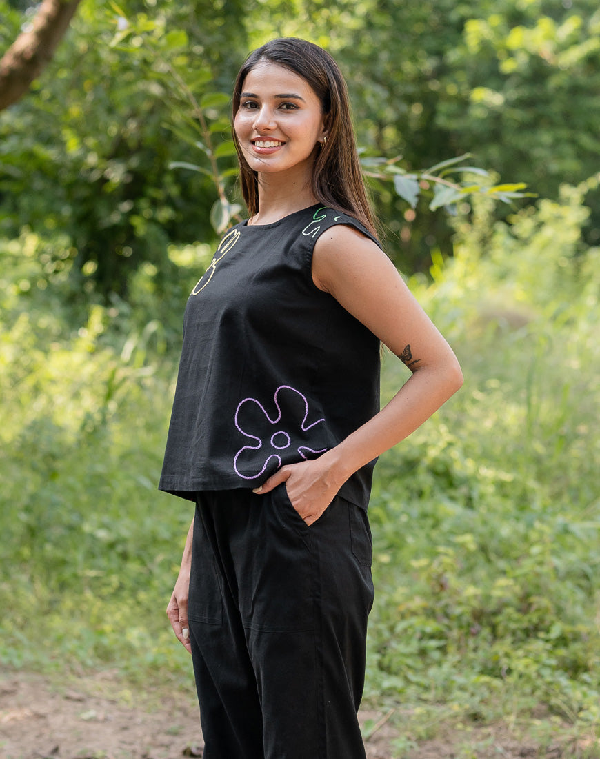 Jade Black Crop Top
