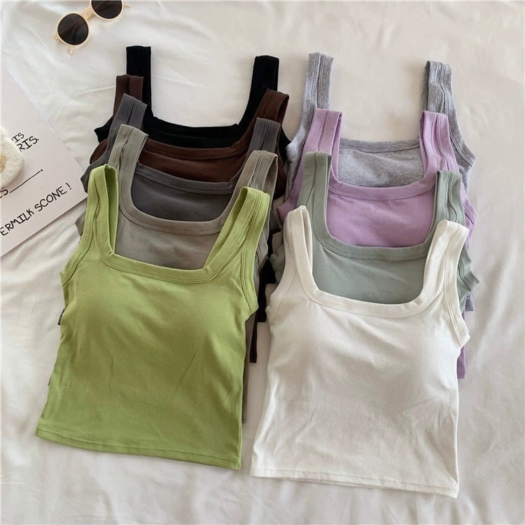 Jared Tank Tops with Inbuilt Bra In Grey